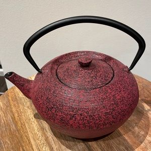 Gorgeous Red Cast Iron Tea Pot